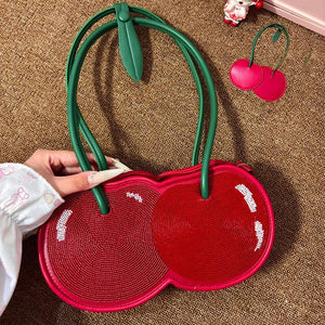 VILZSTUDIOS Stylish cherry-shaped bag with rhinestone details
