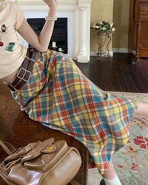 VILZSTUDIOS Colorful plaid maxi skirt for stylish outfits