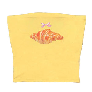VILZSTUDIOS Stylish strapless top with croissant print