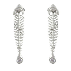 VILZSTUDIOS Stylish fishbone earrings with pearl drop