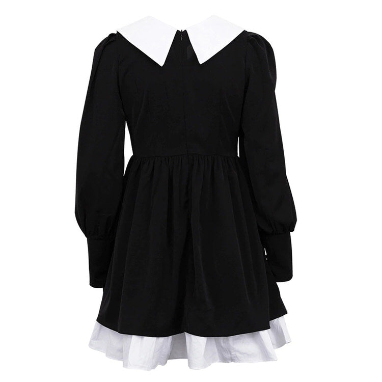 VILZSTUDIOS Stylish mini dress with contrast collar and long sleeves