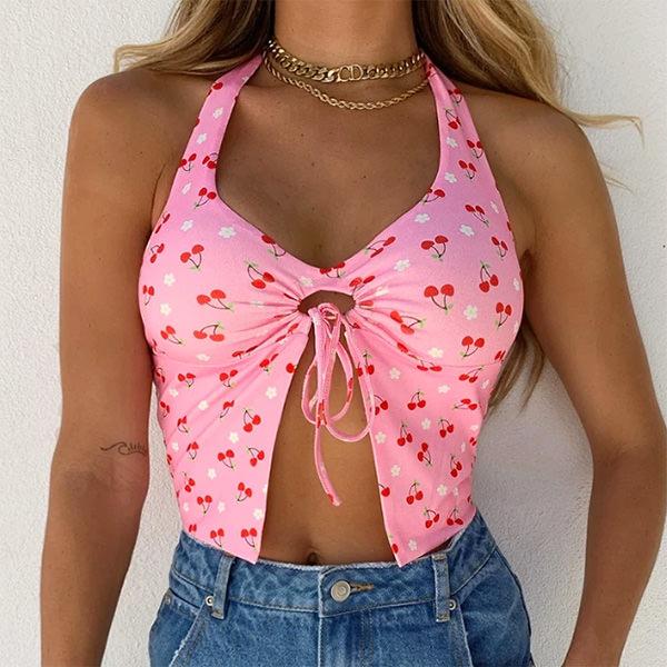 VILZSTUDIOS Chic floral halter top from VILZSTUDIOS