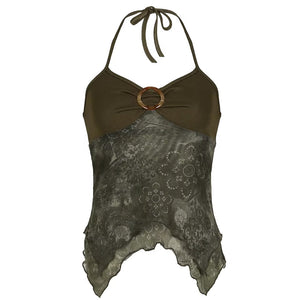 VILZSTUDIOS Chic floral lace halter top from VILZSTUDIOS