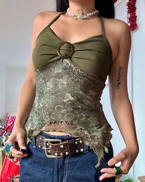 VILZSTUDIOS Chic floral lace halter top from VILZSTUDIOS