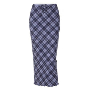 VILZSTUDIOS Stylish plaid maxi skirt for modern fashion