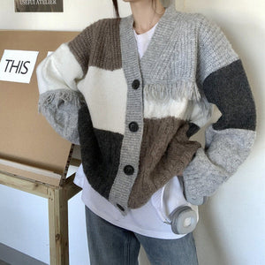 VILZSTUDIOS Chic knit cardigan with fringe design