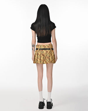 VILZSTUDIOS Stylish high-waisted plaid pleated skirt
