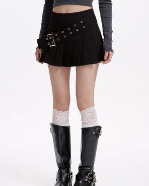 VILZSTUDIOS Chic pleated skirt with a high-waisted design and buckle belt