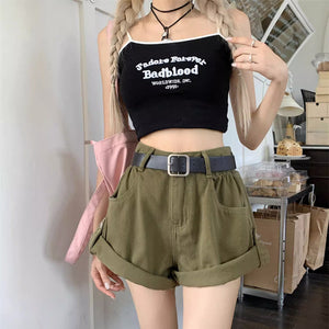 VILZSTUDIOS Chic high-waisted khaki shorts from VILZSTUDIOS