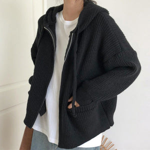 VILZSTUDIOS Chic knit zip up hoodie from VILZSTUDIOS