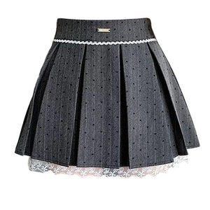 VILZSTUDIOS Chic Lace Bow Pleated Skirt product image