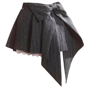 VILZSTUDIOS Chic Lace Bow Pleated Skirt product image