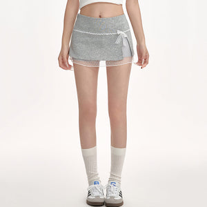 VILZSTUDIOS Lace bow skort with mesh underlayer