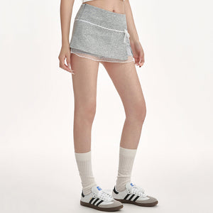 VILZSTUDIOS Lace bow skort with mesh underlayer