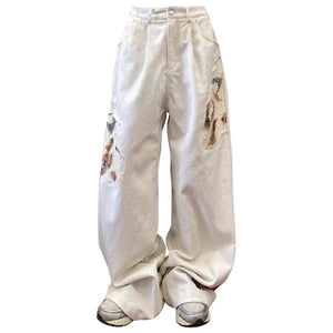 VILZSTUDIOS Stylish baggy jeans with lace detailing