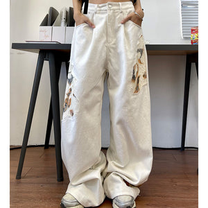 VILZSTUDIOS Stylish baggy jeans with lace detailing