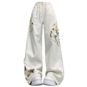 VILZSTUDIOS Stylish baggy jeans with lace detailing