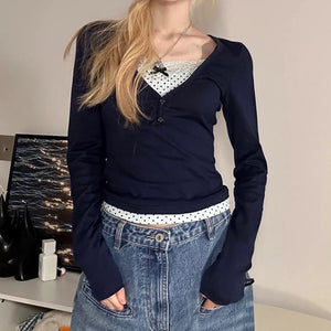 VILZSTUDIOS Stylish long sleeve top with layered design