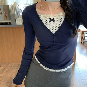 VILZSTUDIOS Stylish long sleeve top with layered design