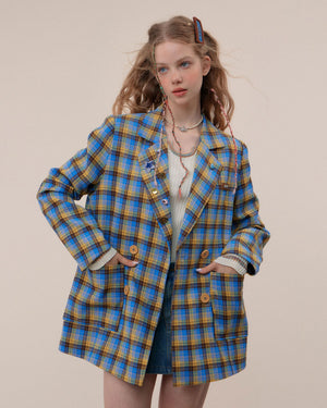 VILZSTUDIOS Oversized plaid blazer for stylish layering