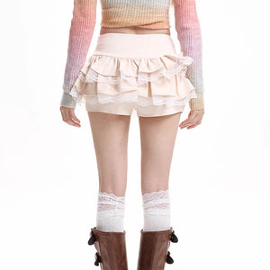 VILZSTUDIOS Chic layered ruffle lace skort for stylish wear