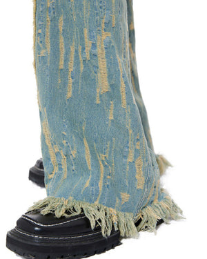 VILZSTUDIOS Light blue frayed wide jeans for stylish streetwear