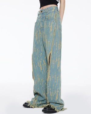 VILZSTUDIOS Light blue frayed wide jeans for stylish streetwear