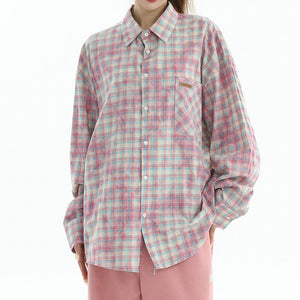 VILZSTUDIOS Chic pastel plaid oversized shirt from VILZSTUDIOS