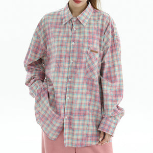 VILZSTUDIOS Chic pastel plaid oversized shirt from VILZSTUDIOS