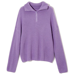 VILZSTUDIOS Chic pastel zip-up sweater jumper for streetwear fashion