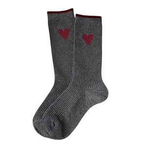 VILZSTUDIOS Cozy patterned socks in red and grey