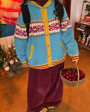 VILZSTUDIOS Chic hooded cardigan with pattern design