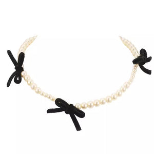 VILZSTUDIOS Elegant pearl bow choker for stylish accessories