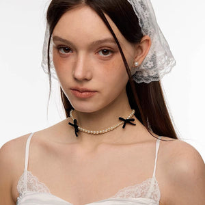 VILZSTUDIOS Elegant pearl bow choker for stylish accessories