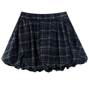 VILZSTUDIOS Chic plaid balloon mini skirt for women