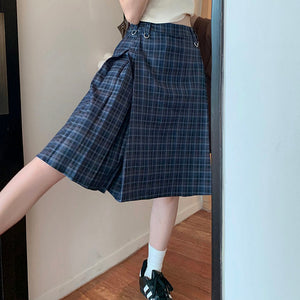 VILZSTUDIOS Fashionable plaid high-waist kilt skirt