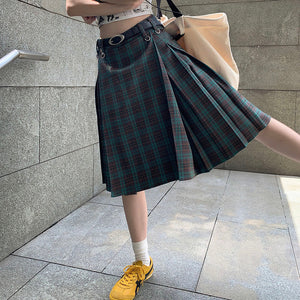 VILZSTUDIOS Fashionable plaid high-waist kilt skirt