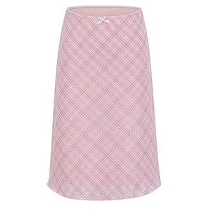VILZSTUDIOS Stylish plaid mesh midi skirt
