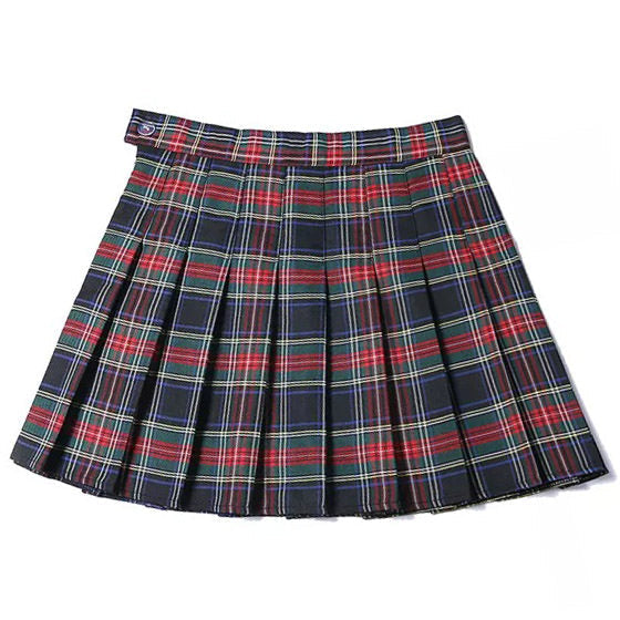 VILZSTUDIOS Chic plaid mini skirt with pleated design