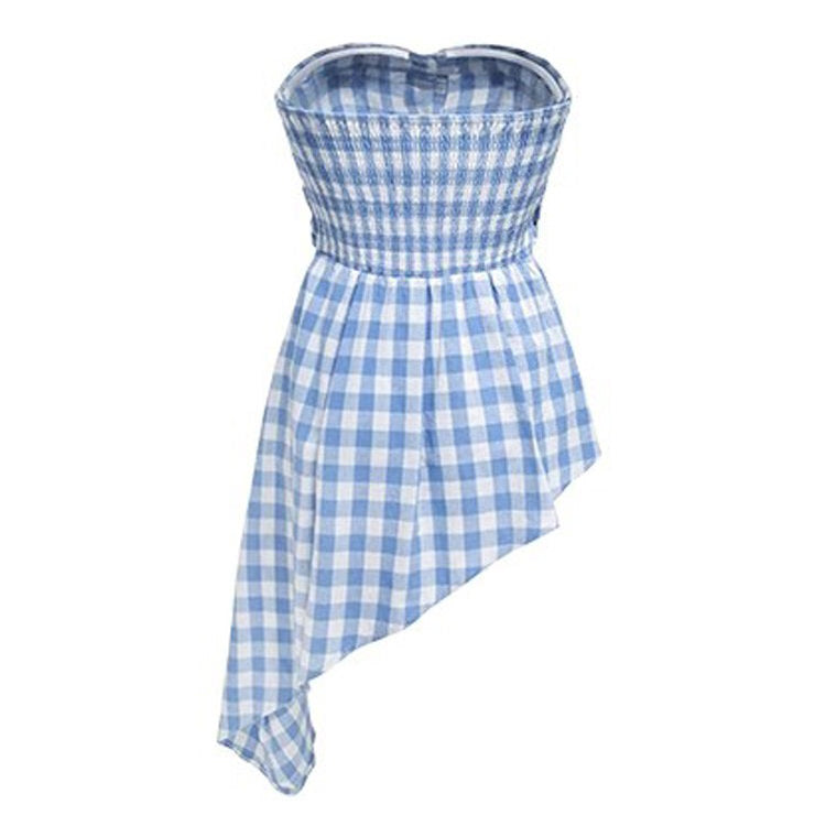 VILZSTUDIOS Chic plaid off shoulder top from VILZSTUDIOS