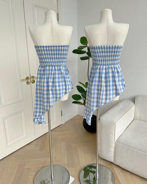 VILZSTUDIOS Chic plaid off shoulder top from VILZSTUDIOS