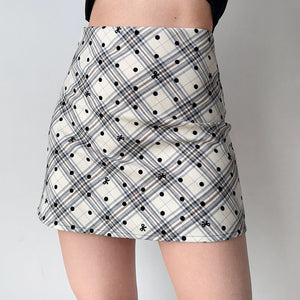 VILZSTUDIOS Chic plaid polka dot skirt