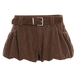 VILZSTUDIOS Chic pleated corduroy mini skirt for women