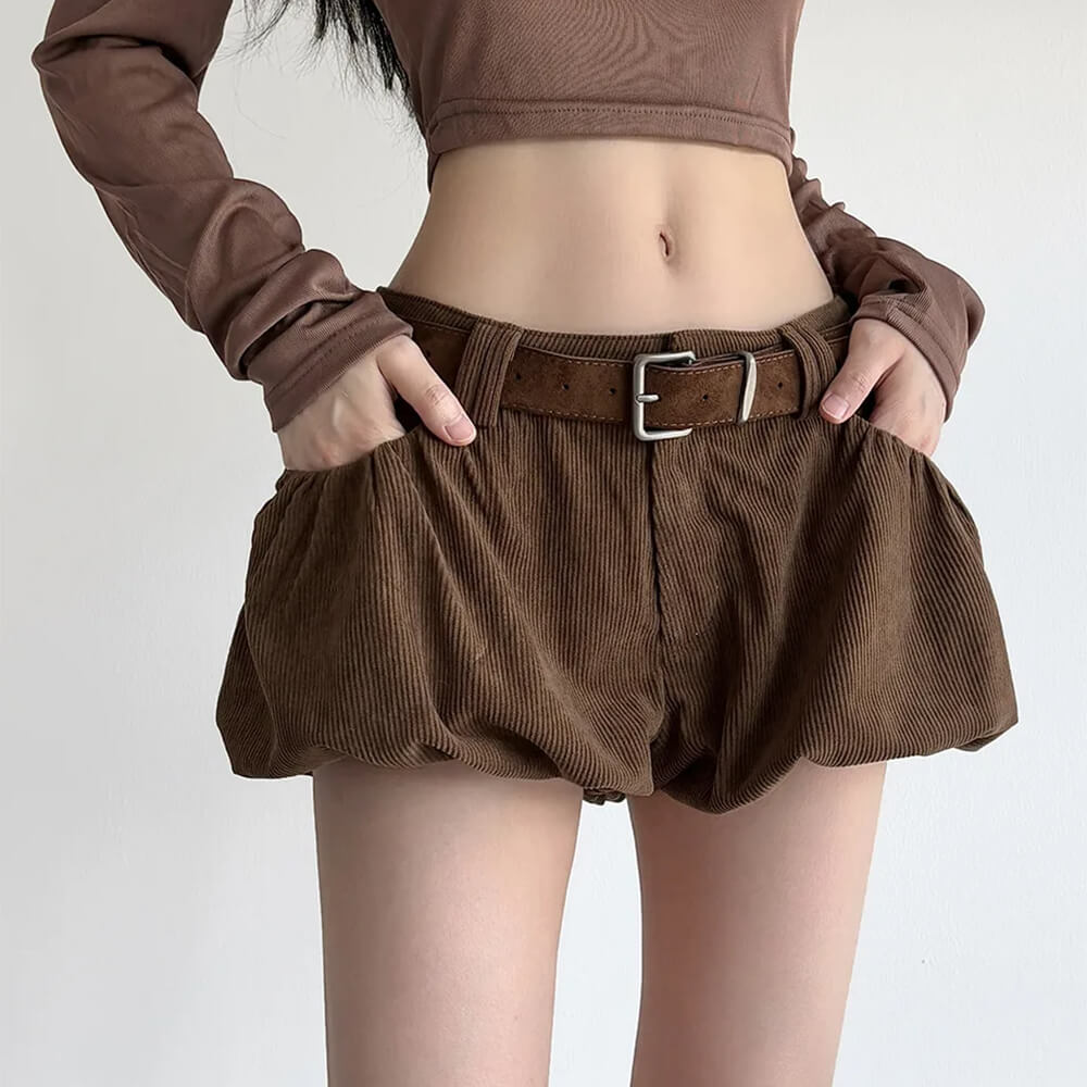 VILZSTUDIOS Chic pleated corduroy mini skirt for women