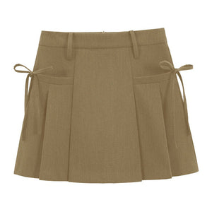 VILZSTUDIOS Chic pleated mini skirt with bows