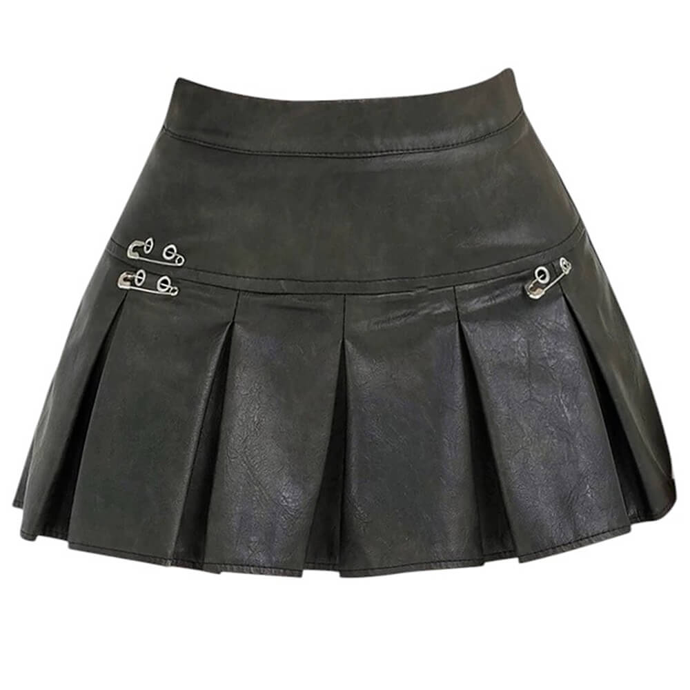 VILZSTUDIOS Chic pleated mini skirt with safety pin accents