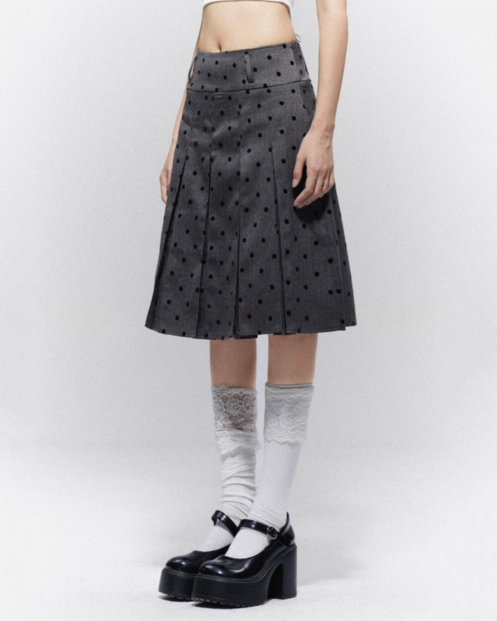 VILZSTUDIOS Chic polka dot mid-length skirt for stylish outfits