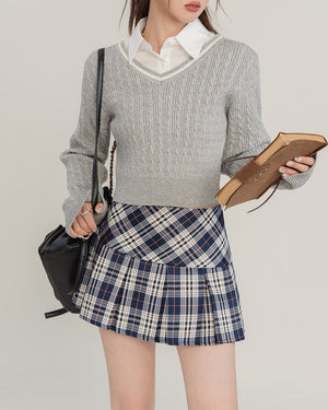 VILZSTUDIOS Stylish preppy plaid mini skirt from VILZSTUDIOS