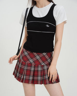 VILZSTUDIOS Stylish preppy plaid mini skirt from VILZSTUDIOS