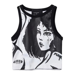 VILZSTUDIOS Ribbed top with print design for streetwear fashion